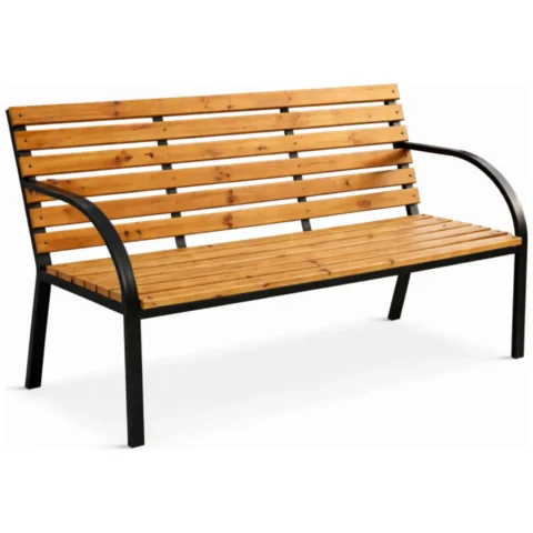 Ławka ogrodowa z oparciem, parkowa, metalowa drewniana 122x60x80CM LAW02