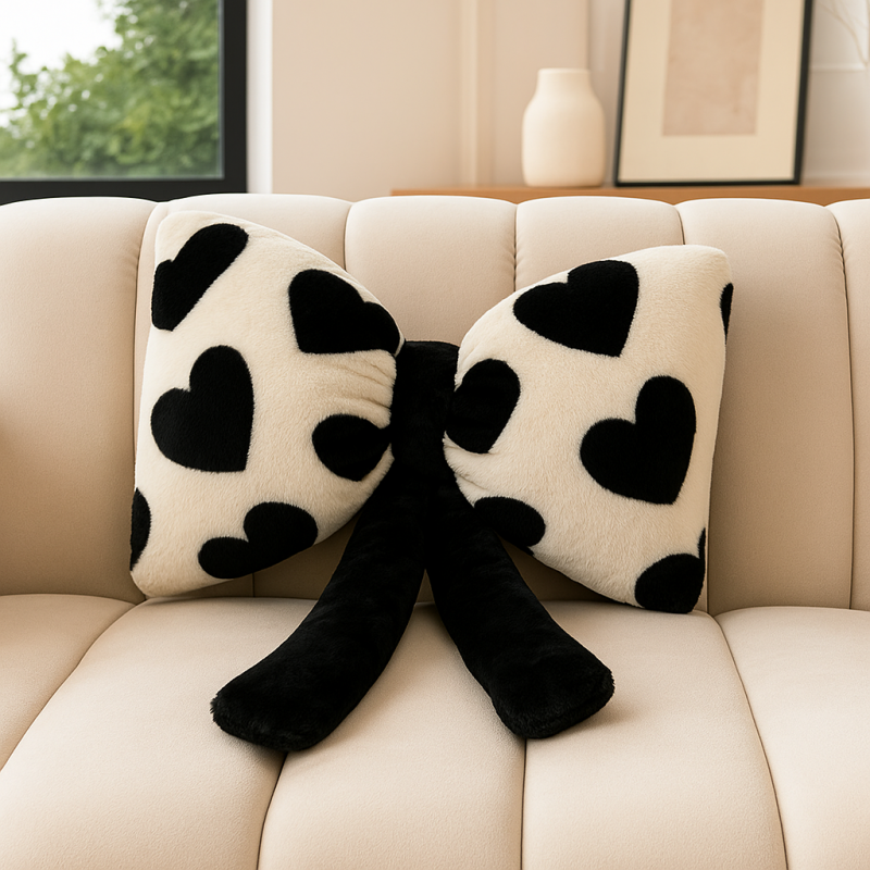 Puchata poduszka dekoracyjna, duża kokarda w serca, 40 x 50 cm PDS24 - obrazek 2