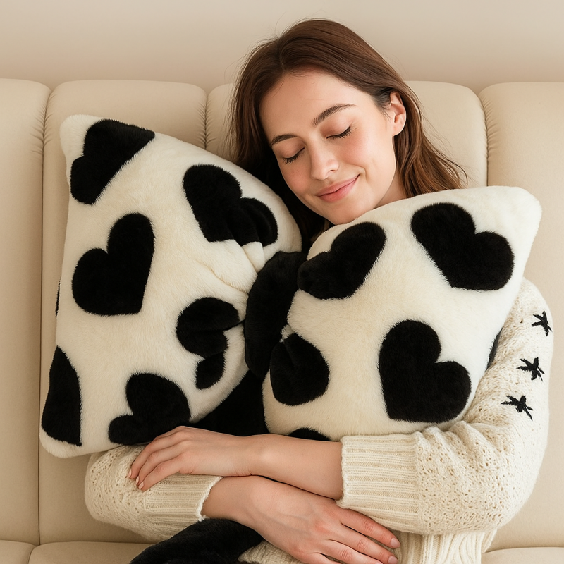 Puchata poduszka dekoracyjna, duża kokarda w serca, 40 x 50 cm PDS24 - obrazek 3