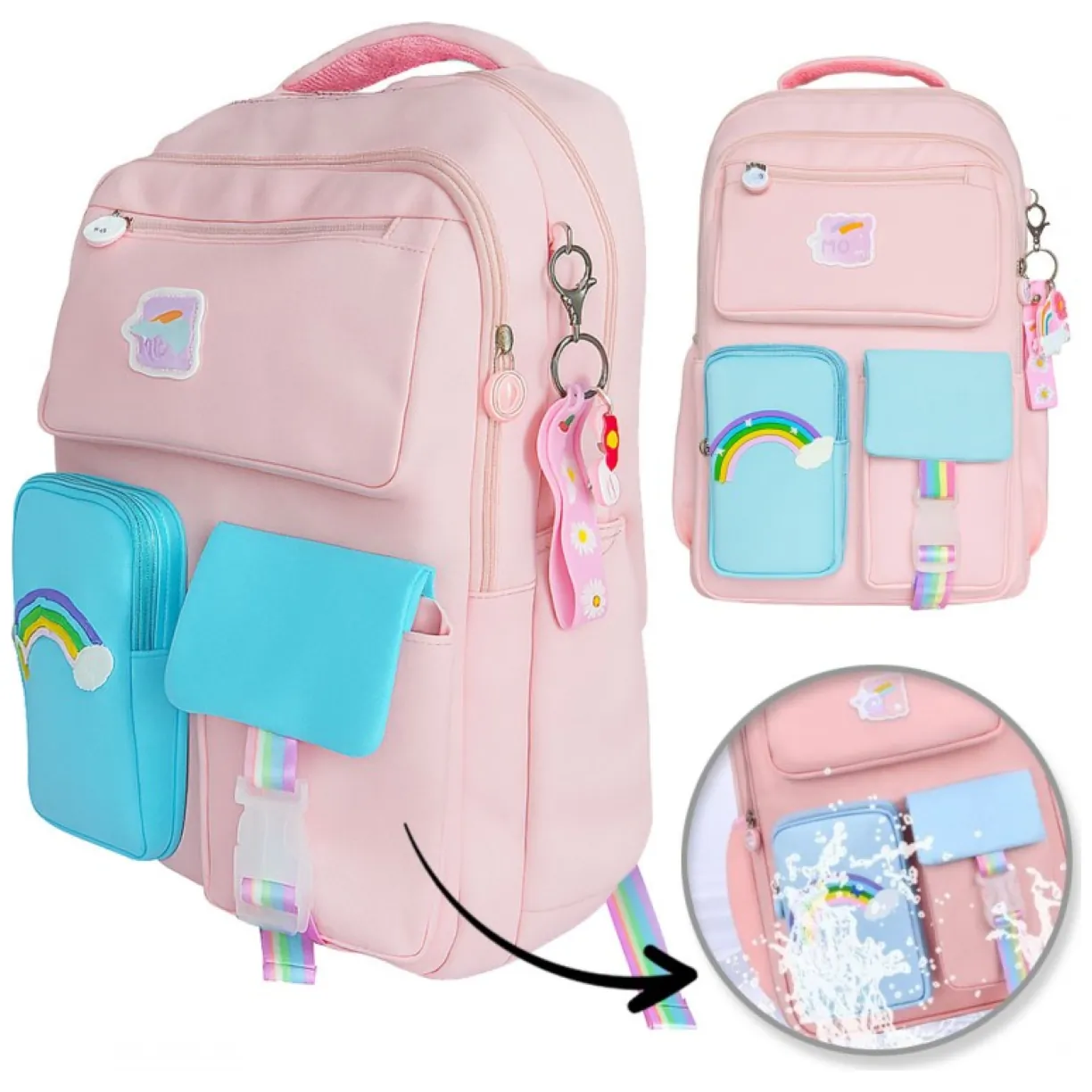 Plecak RAINBOW sweet szkolny uniwersalny kieszonki, odblaski PL160R