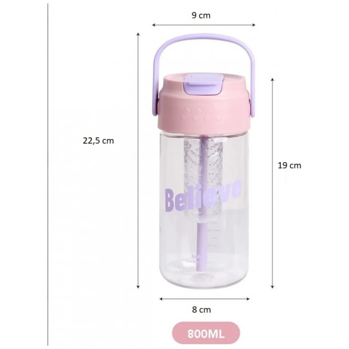 Butelka na wodę z koszyczkiem i słomką 800 ML Fortune BD35 - obrazek 7