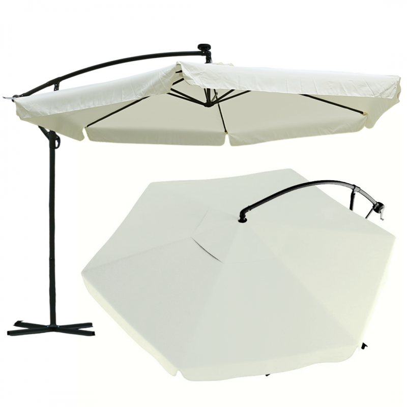 Parasol ogrodowy z oświetleniem SOLAR LED, wysięgnik i falbanka, kremowy 3,5 m. OGP11K - obrazek 3