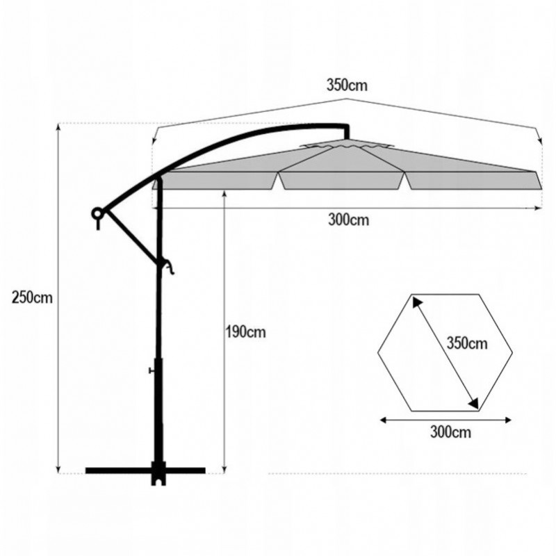 Parasol ogrodowy z oświetleniem SOLAR LED, wysięgnik i falbanka, kremowy 3,5 m. OGP11K - obrazek 5