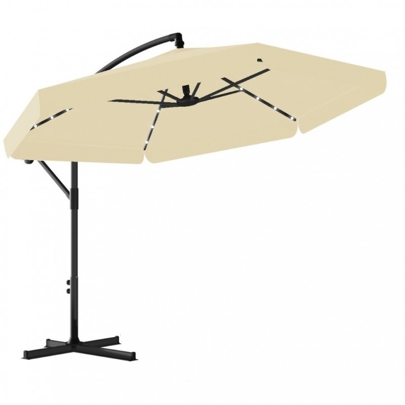 Parasol ogrodowy z oświetleniem SOLAR LED, wysięgnik i falbanka, kremowy 3,5 m. OGP11K - obrazek 7