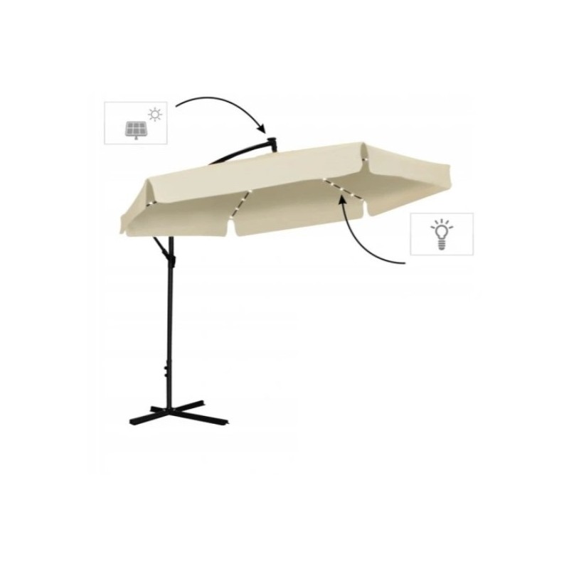 Parasol ogrodowy z oświetleniem SOLAR LED, wysięgnik i falbanka, kremowy 3,5 m. OGP11K - obrazek 8