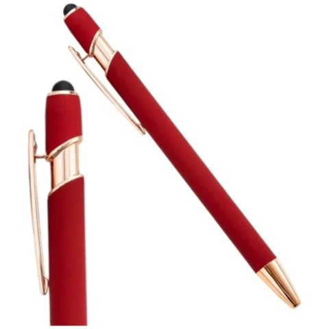 Długopis metalowy touch, tusz czarny, pen soft touch czerwień DL06