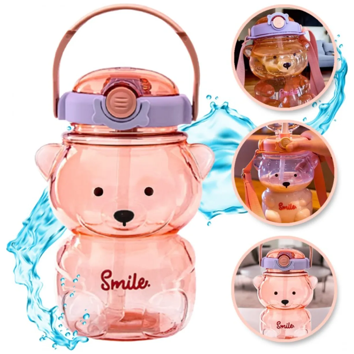 Butelka na wodę z uchwytem SWEET BEAR VIOLET 1000 ML BD26