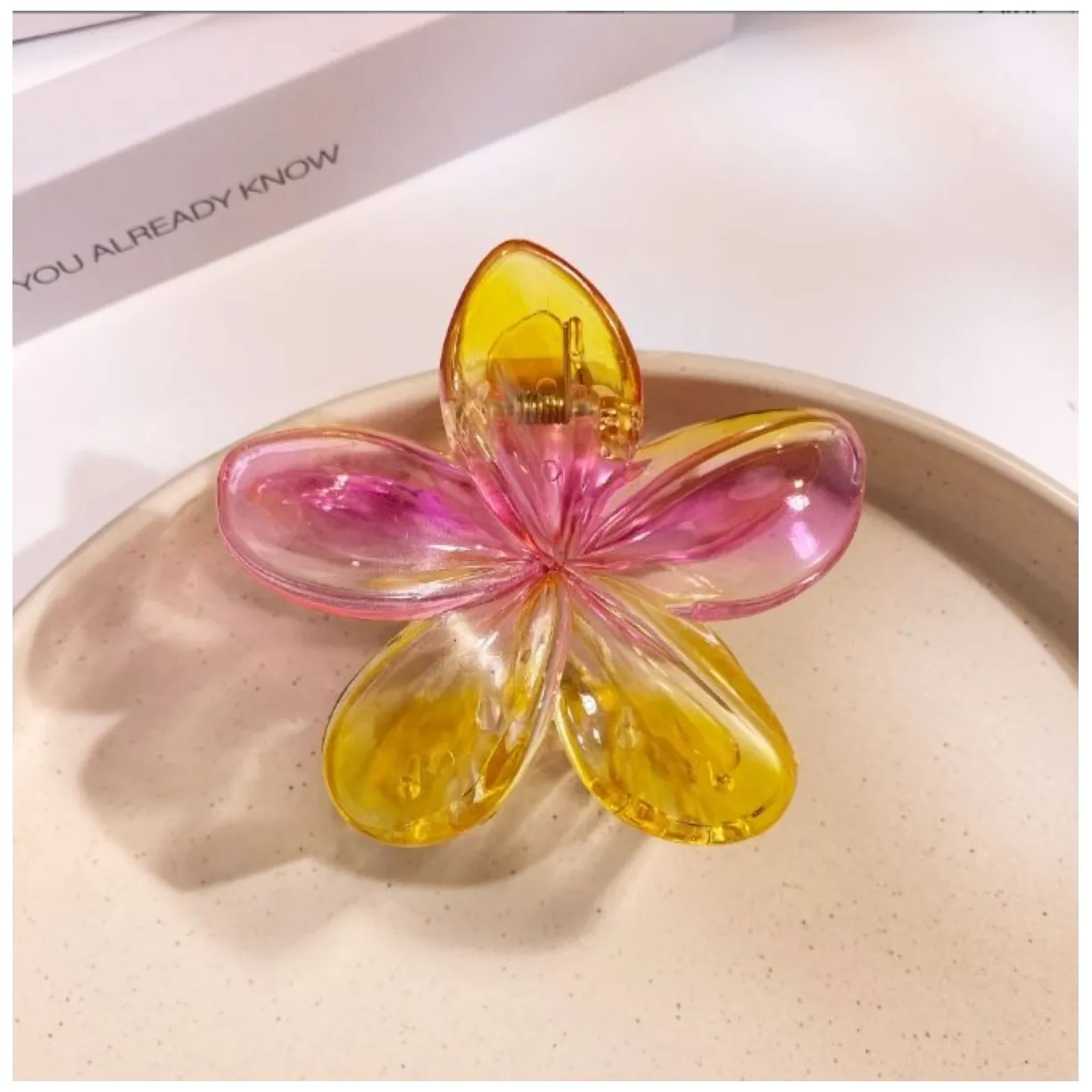 Spinka do włosów klamra XL kwiat OMBRE lato 7,5 x 8cm SP322 - obrazek 4