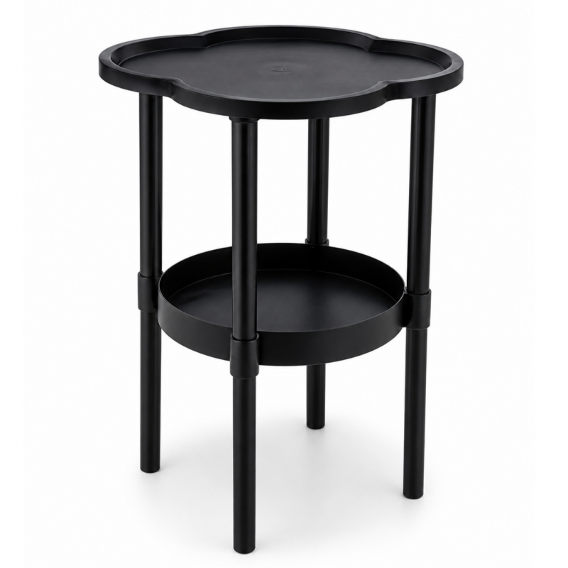 Mobilny stolik kawowy w kształcie koniczyny czarny 37x37x46cm STL27CZ - obrazek 3