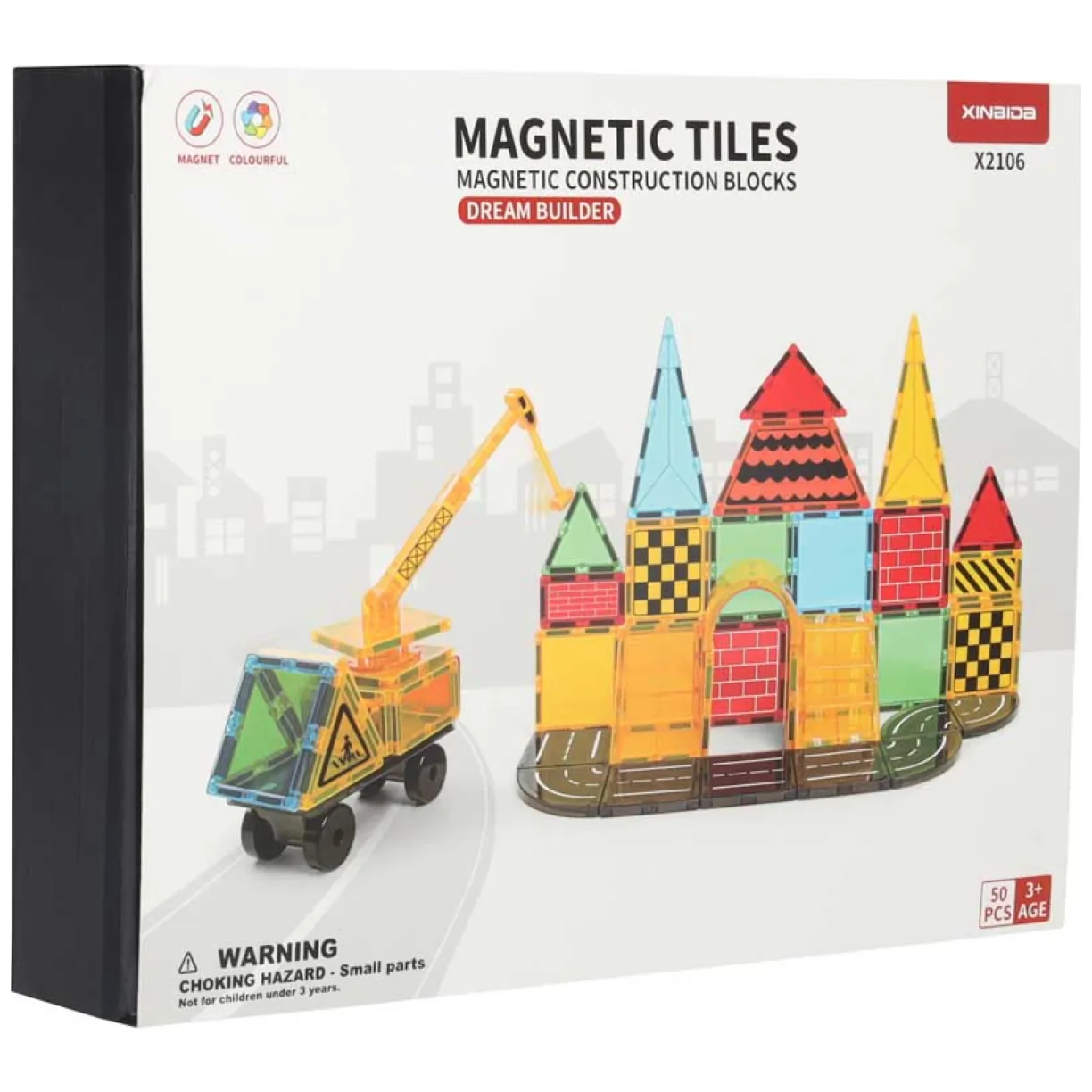 Kolorowe klocki magnetyczne konstrukcyjne 3D 50 elementów STEM - obrazek 13