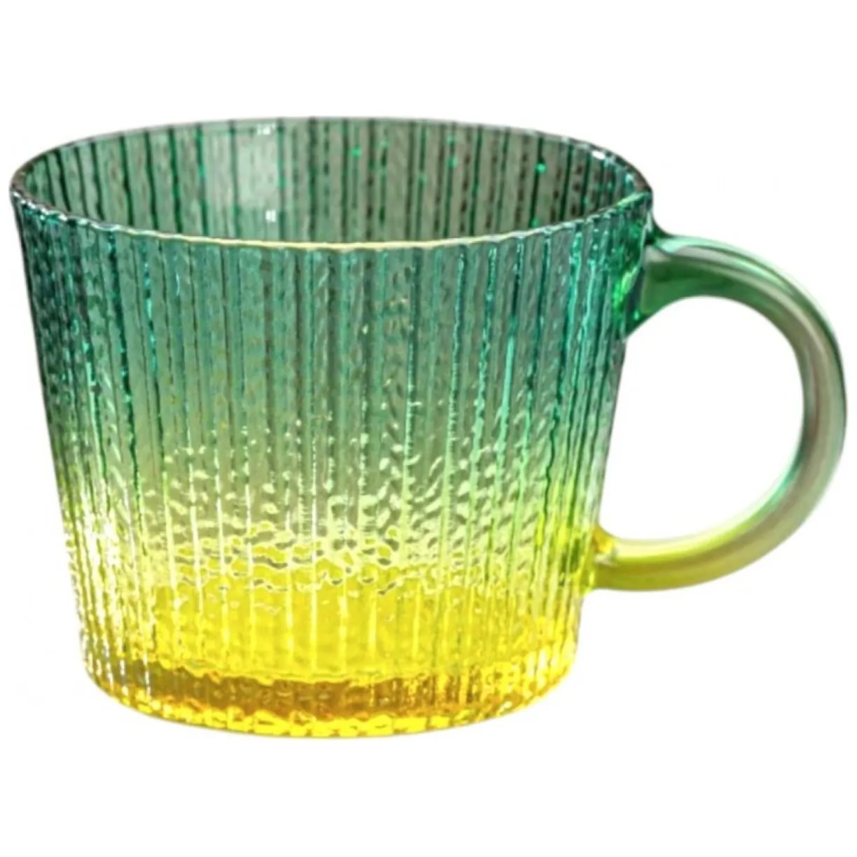 Filiżanka szklanka ryflowana duża butelkowa zieleń ombre 380 ml 1szt - obrazek 2