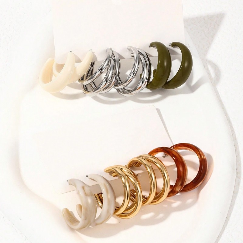 Zestaw 6 szt. kolczyków wiszących K1684 - obrazek 2