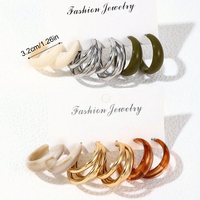 Zestaw 6 szt. kolczyków wiszących K1684 - obrazek 4