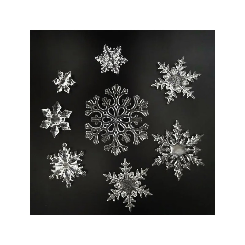 Zestaw zawieszek płatki śniegu transparentne śnieżynki 12szt. w opakowaniu BSN69 - obrazek 4