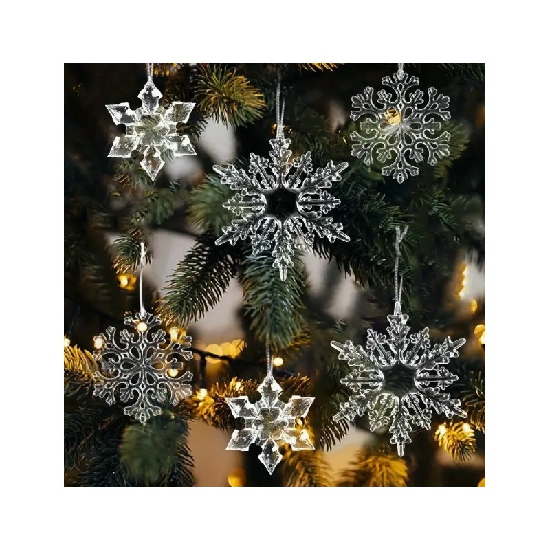 Zestaw zawieszek płatki śniegu transparentne śnieżynki 12szt. w opakowaniu BSN69 - obrazek 5