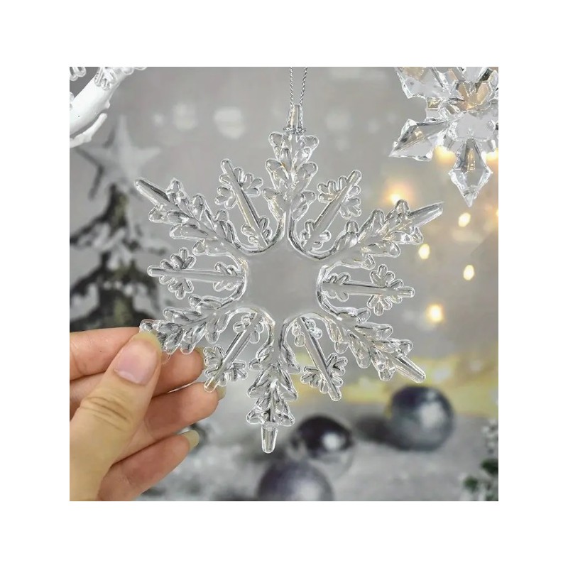 Zestaw zawieszek płatki śniegu transparentne śnieżynki 12szt. w opakowaniu BSN69 - obrazek 8