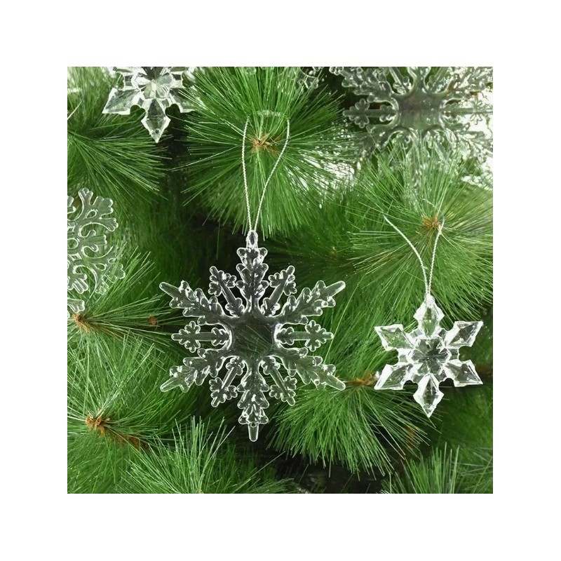 Zestaw zawieszek płatki śniegu transparentne śnieżynki 12szt. w opakowaniu BSN69 - obrazek 9