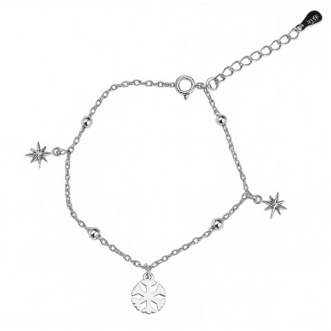 Bransoletka rodowane srebro S925 Śnieżynki BST927