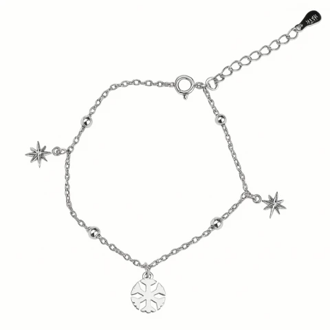 Bransoletka rodowane srebro S925 Śnieżynki BST927