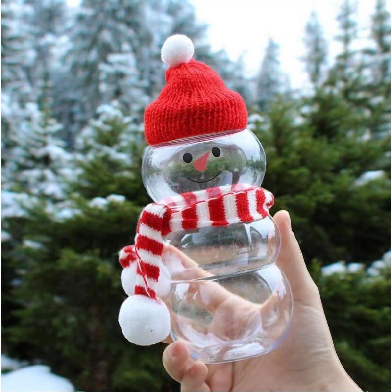 Butelka dekoracyjna 350ML kształt bałwanka z szalikiem i czapeczką 17cm BD40 - obrazek 5