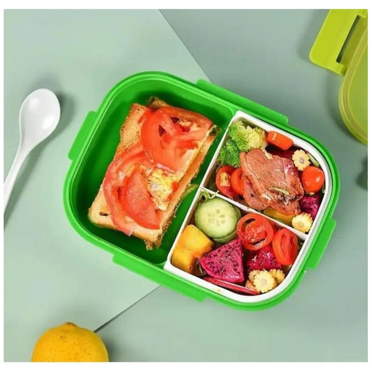 Śniadaniówka LUNCH BOX zestaw z bidonem zielony PJM47ZIE - obrazek 3