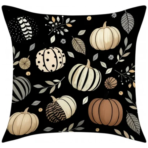 Poszewka na poduszkę 45x45cm piękny druk jesień, dynie - POD242