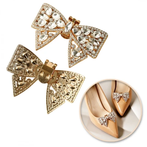 Klipsy do butów z kryształkami, cyrkoniami KOKARDKI 2 szt. KDB50