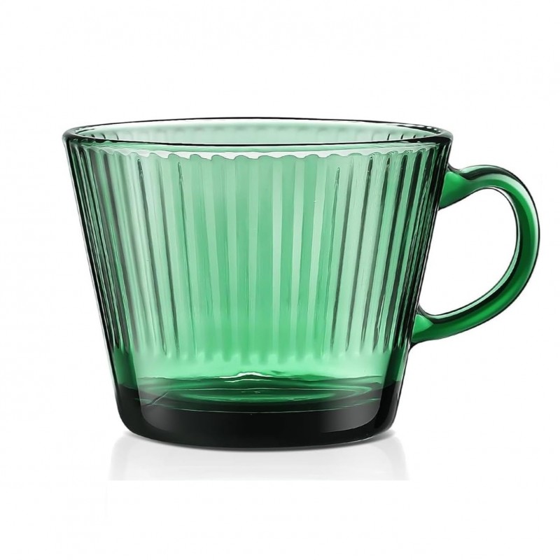 Filiżanka szklanka ryflowana duża butelkowa zieleń 380 ml 1szt SZK178 - obrazek 2
