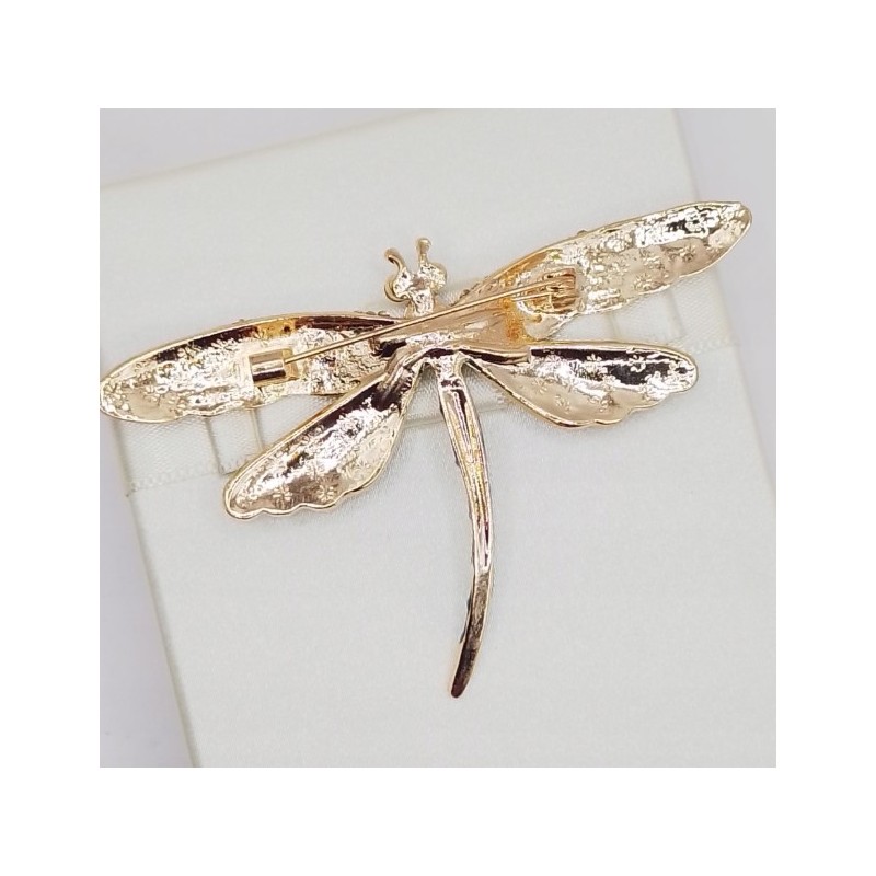 Broszka ozdobna szmaragdowa ważka z cyrkoniami BZ219 - obrazek 3