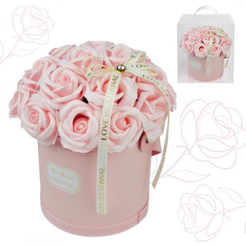 Flower box, bukiet zapachowych kwiatów mydlanych w pudełku 21szt. 19x16cm BUK08R
