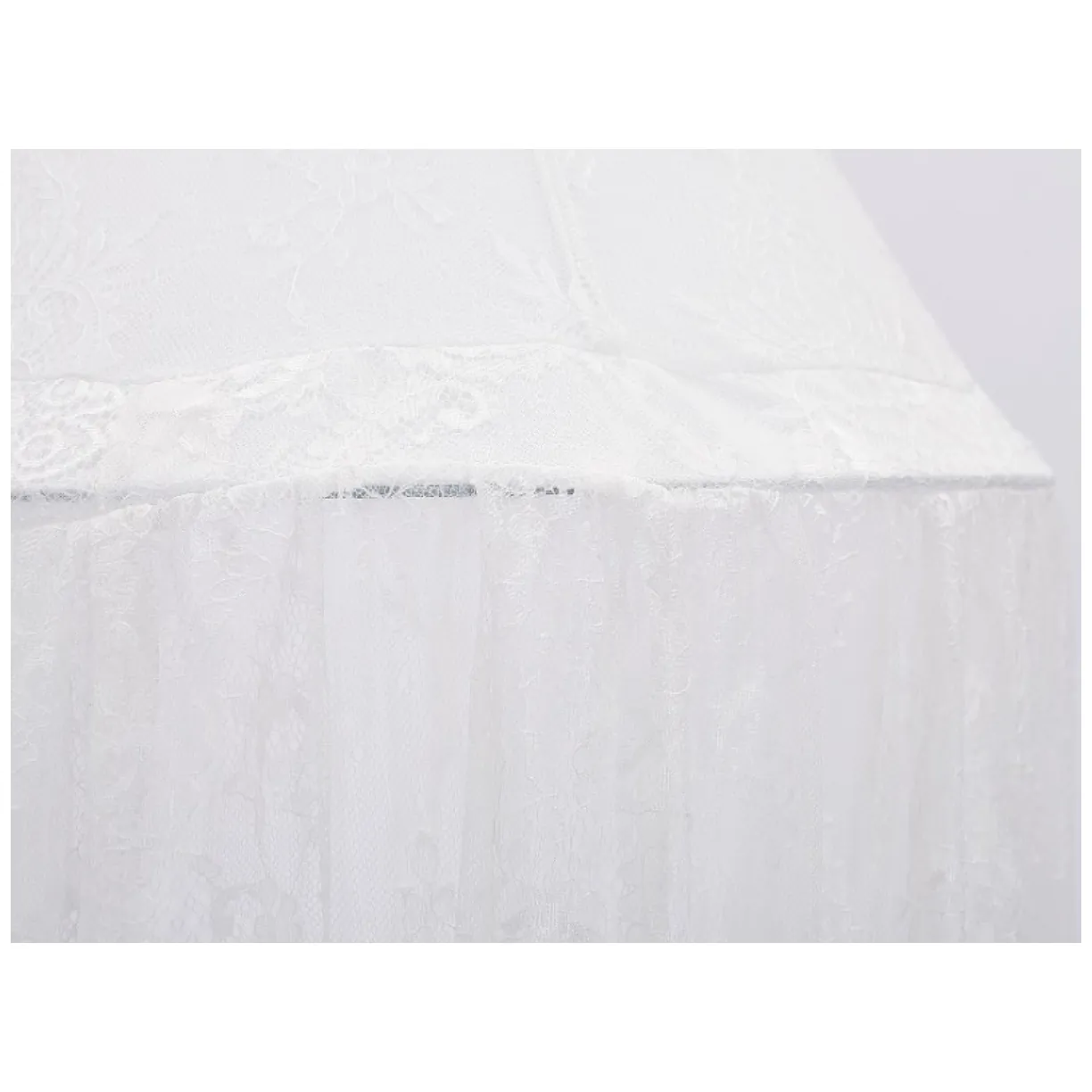 Biały baldachim tiulowy z koronką do łóżeczka 50x270 cm dekoracja - obrazek 6