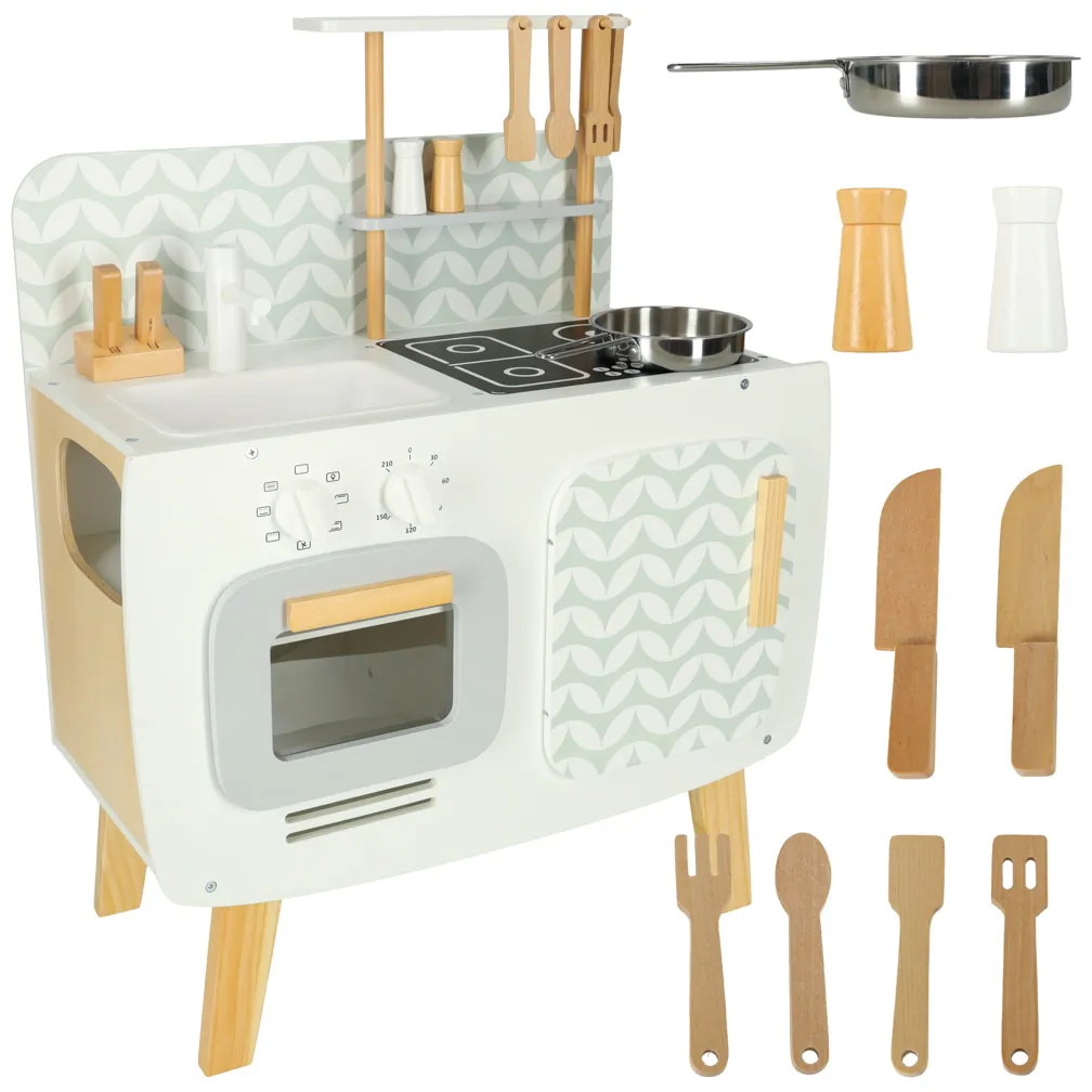 Kuchnia dla dzieci drewniana MDF LULILO RETRO akcesoria 73cm