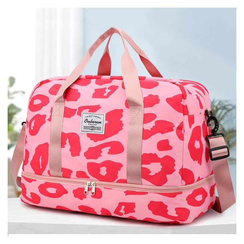 Torba podróżna dwukomorowa różowa PANTERKA 51x25x39cm T264 - obrazek 2