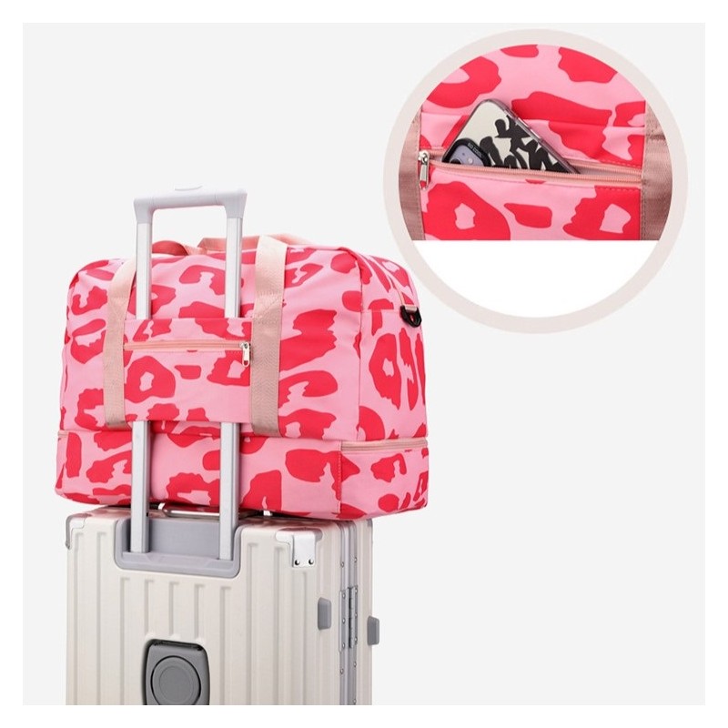 Torba podróżna dwukomorowa różowa PANTERKA 51x25x39cm T264 - obrazek 3