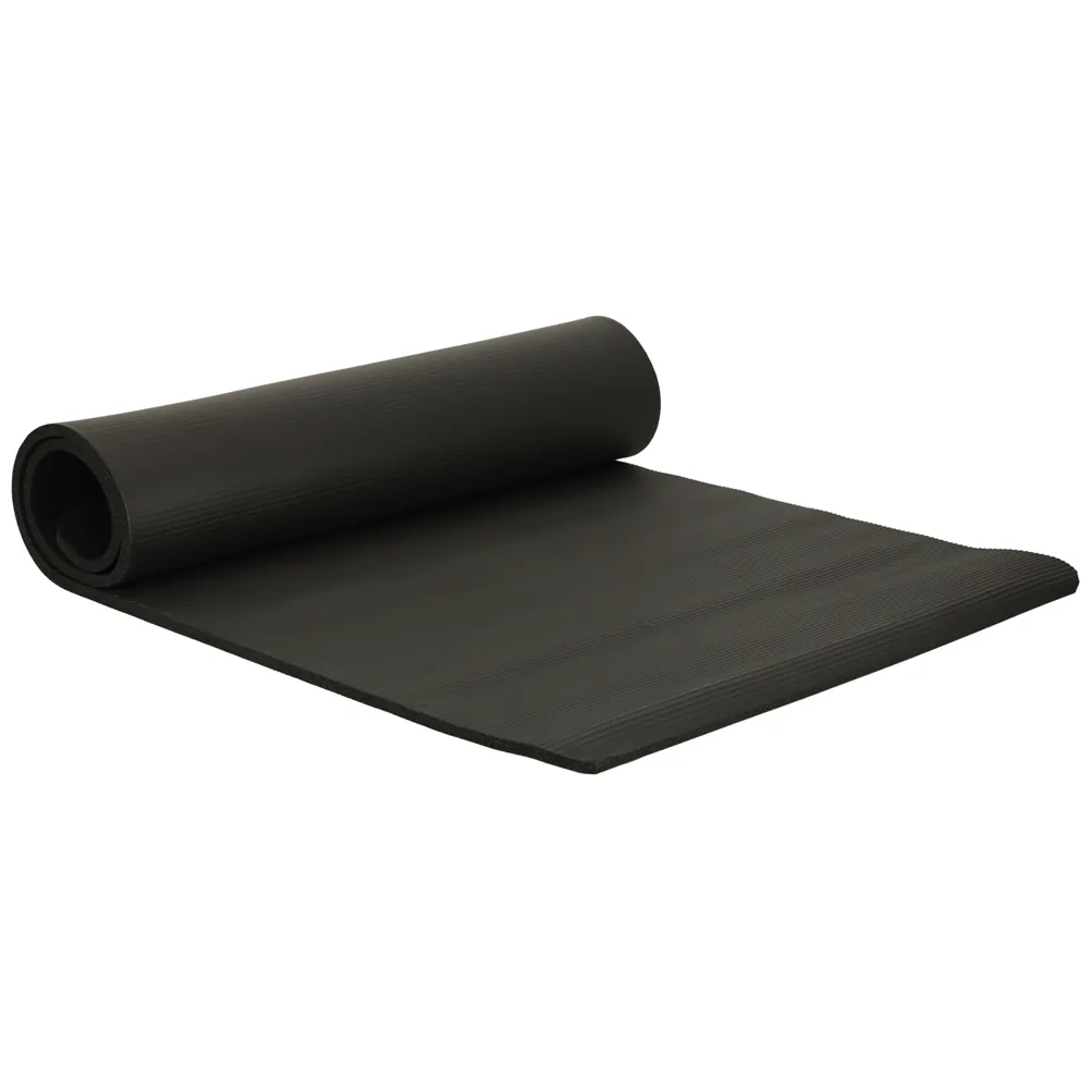 Gruba mata antypoślizgowa 1,5 cm do fitnessu i jogi czarna z pokrowcem - obrazek 5
