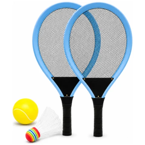 Zestaw rakietek z siateczką do odbijania, tenis badminton, 2 paletki, lotka i piłeczka AR18