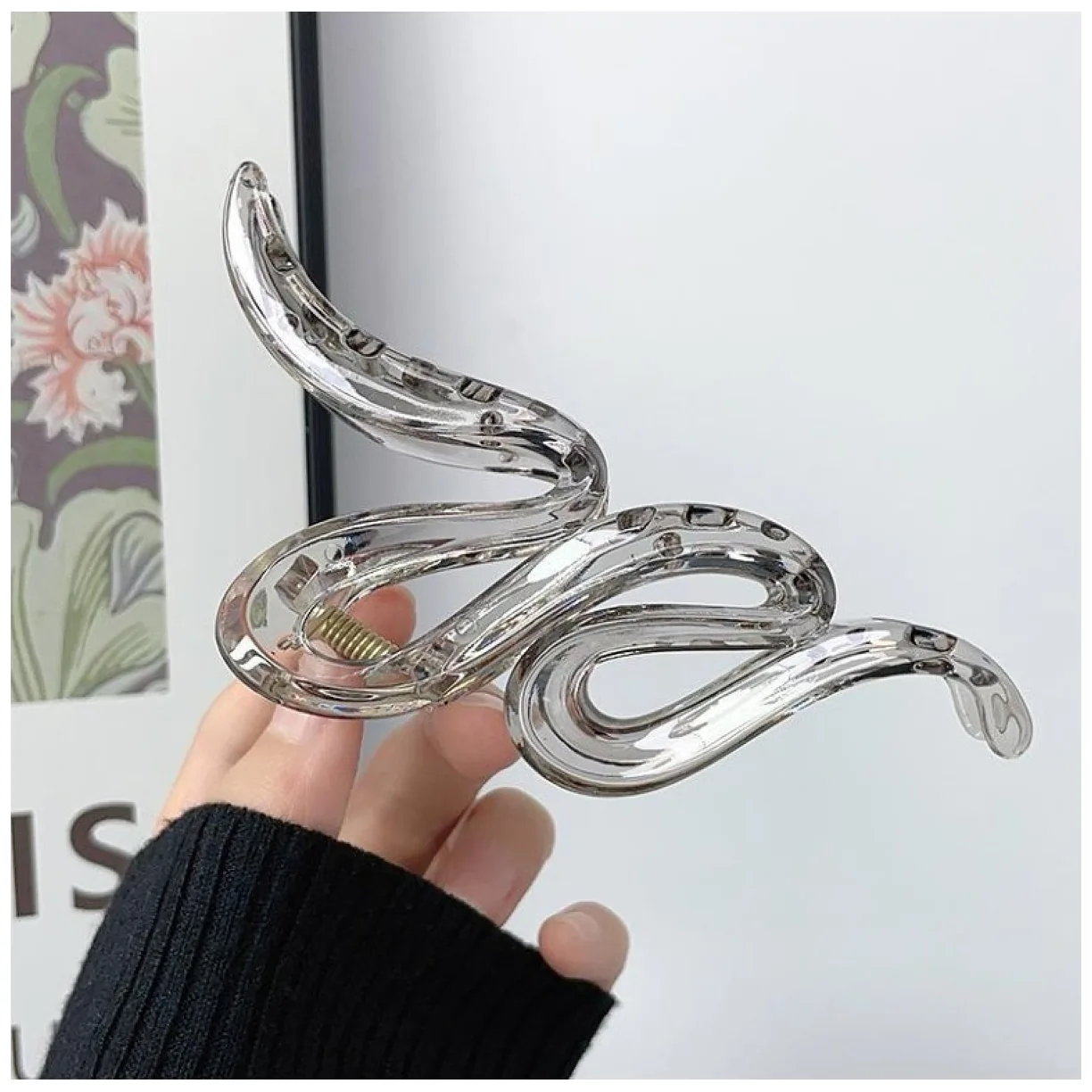 Spinka do włosów klamra XL bursztyn 13cmx6cm - obrazek 2