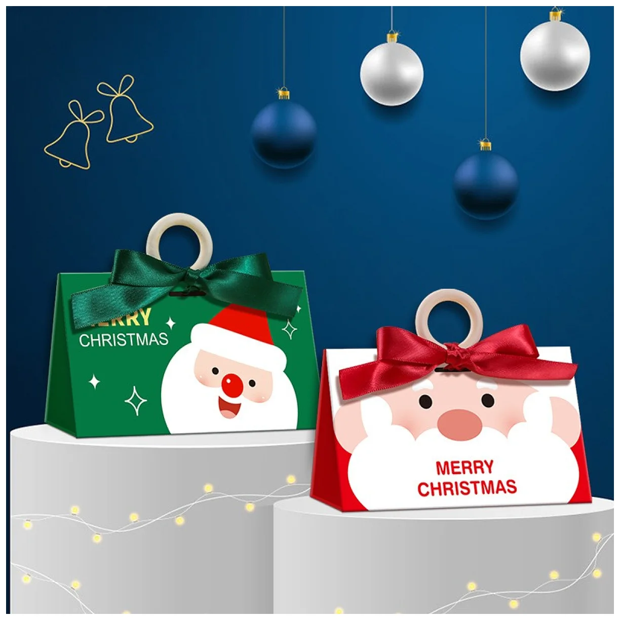 Pudełko PREZENTOWE ozdobne czerwone, MERRY CHRISTMAS z kokardą 17x10x8,5 cm - obrazek 3