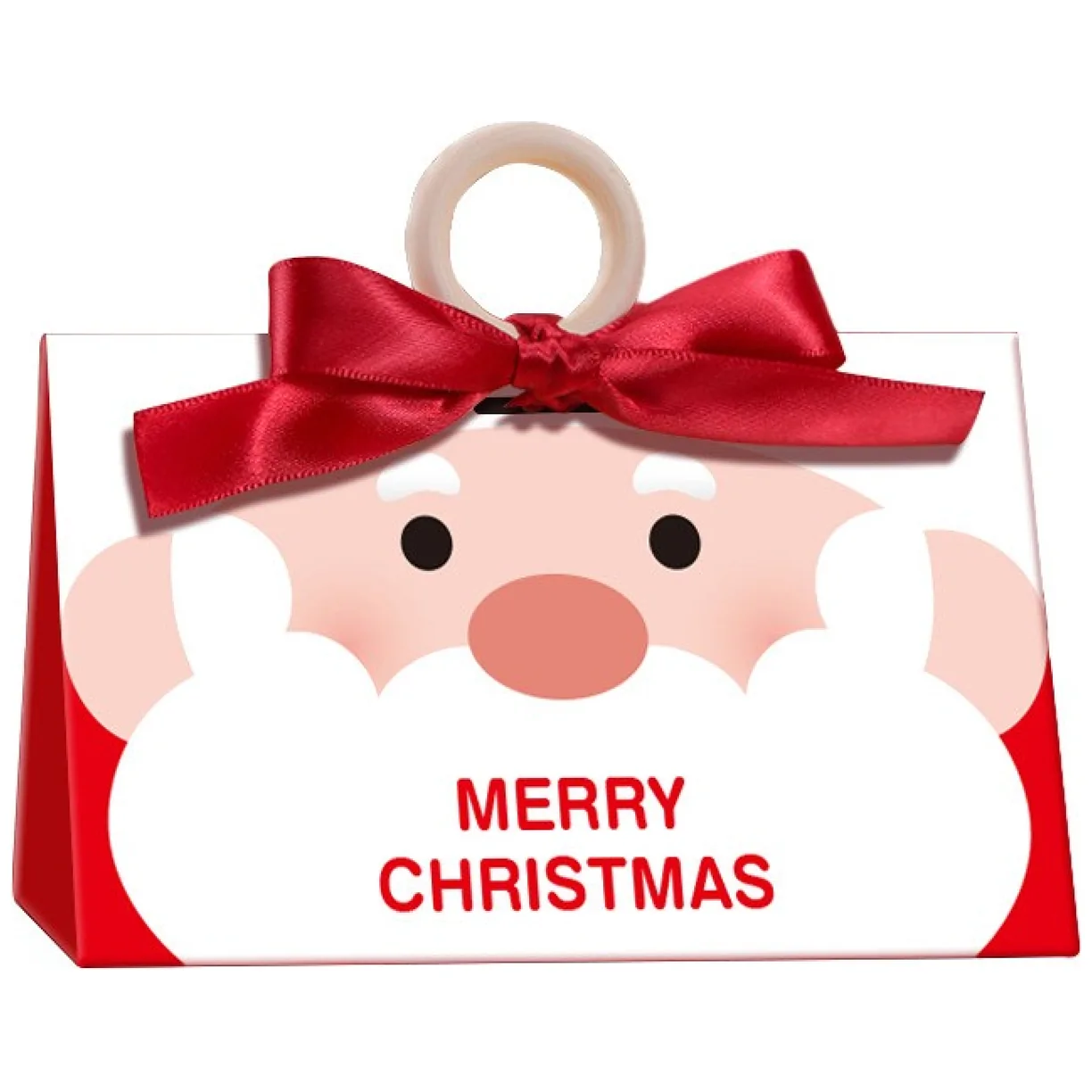 Pudełko PREZENTOWE ozdobne czerwone, MERRY CHRISTMAS z kokardą 17x10x8,5 cm - obrazek 4