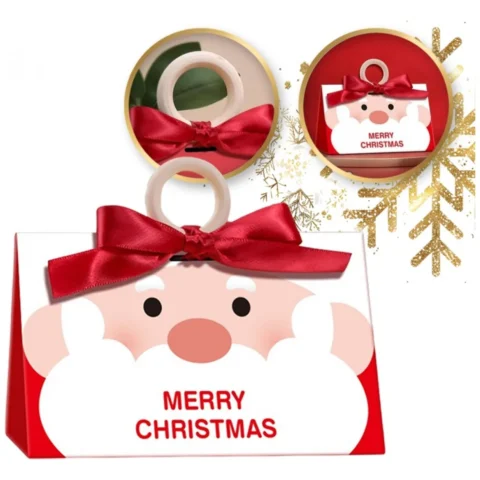 Pudełko PREZENTOWE ozdobne czerwone, MERRY CHRISTMAS z kokardą 17x10x8,5 cm