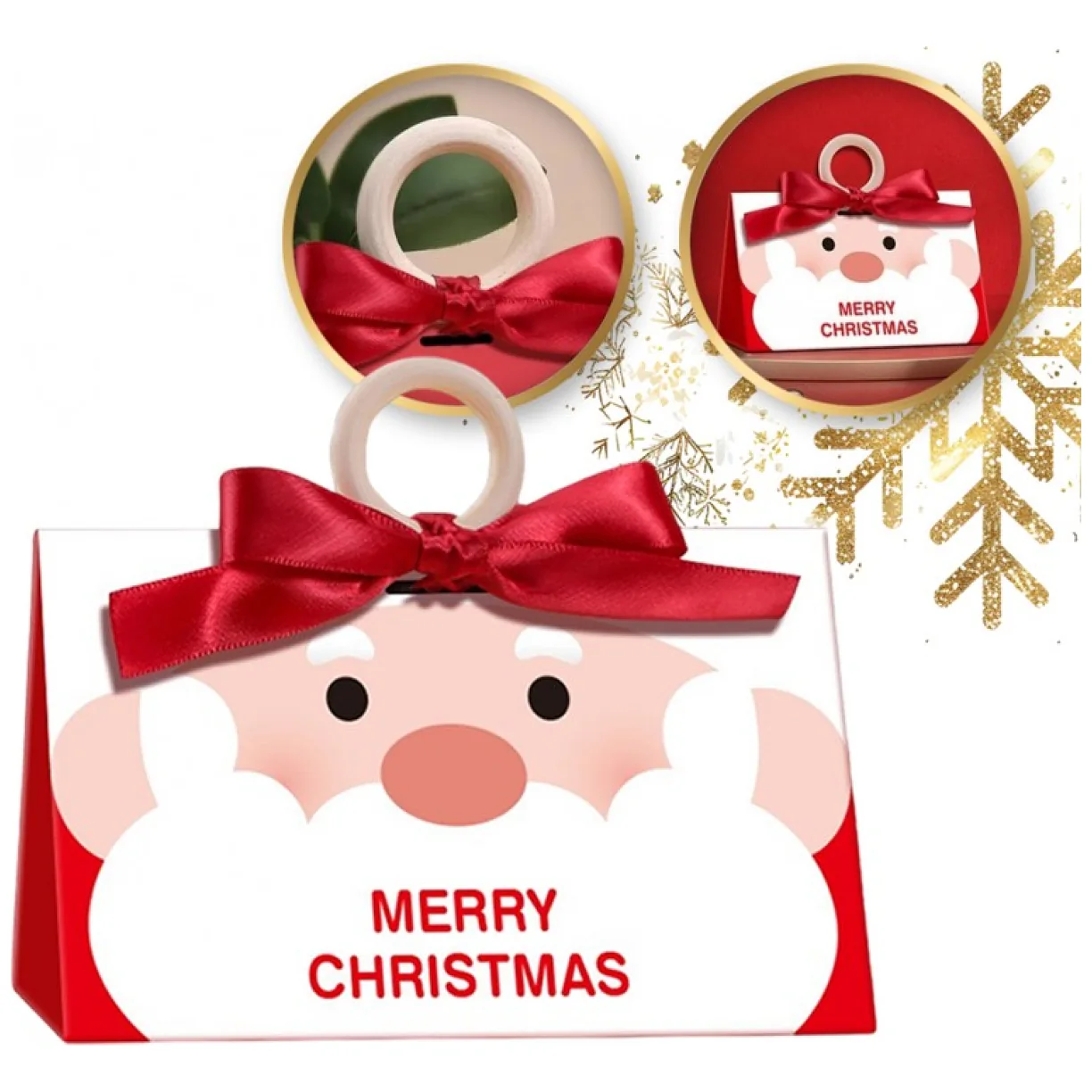 Pudełko PREZENTOWE ozdobne czerwone, MERRY CHRISTMAS z kokardą 17x10x8,5 cm