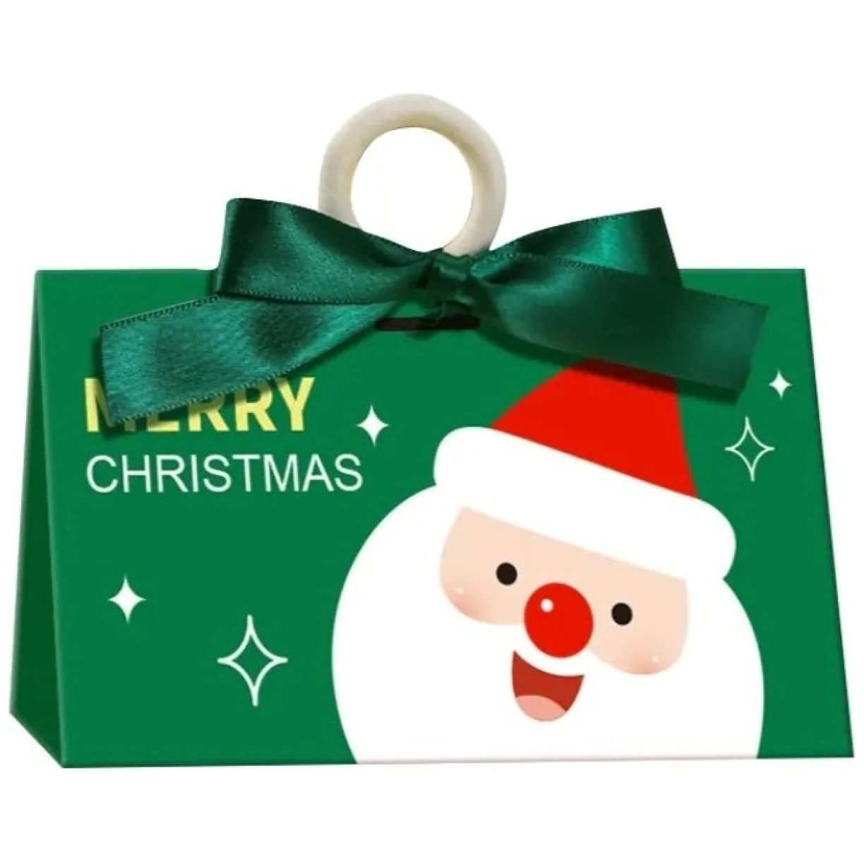 Pudełko PREZENTOWE ozdobne zielone, MERRY CHRISTMAS z kokardą 17x10x8,5 cm - obrazek 3