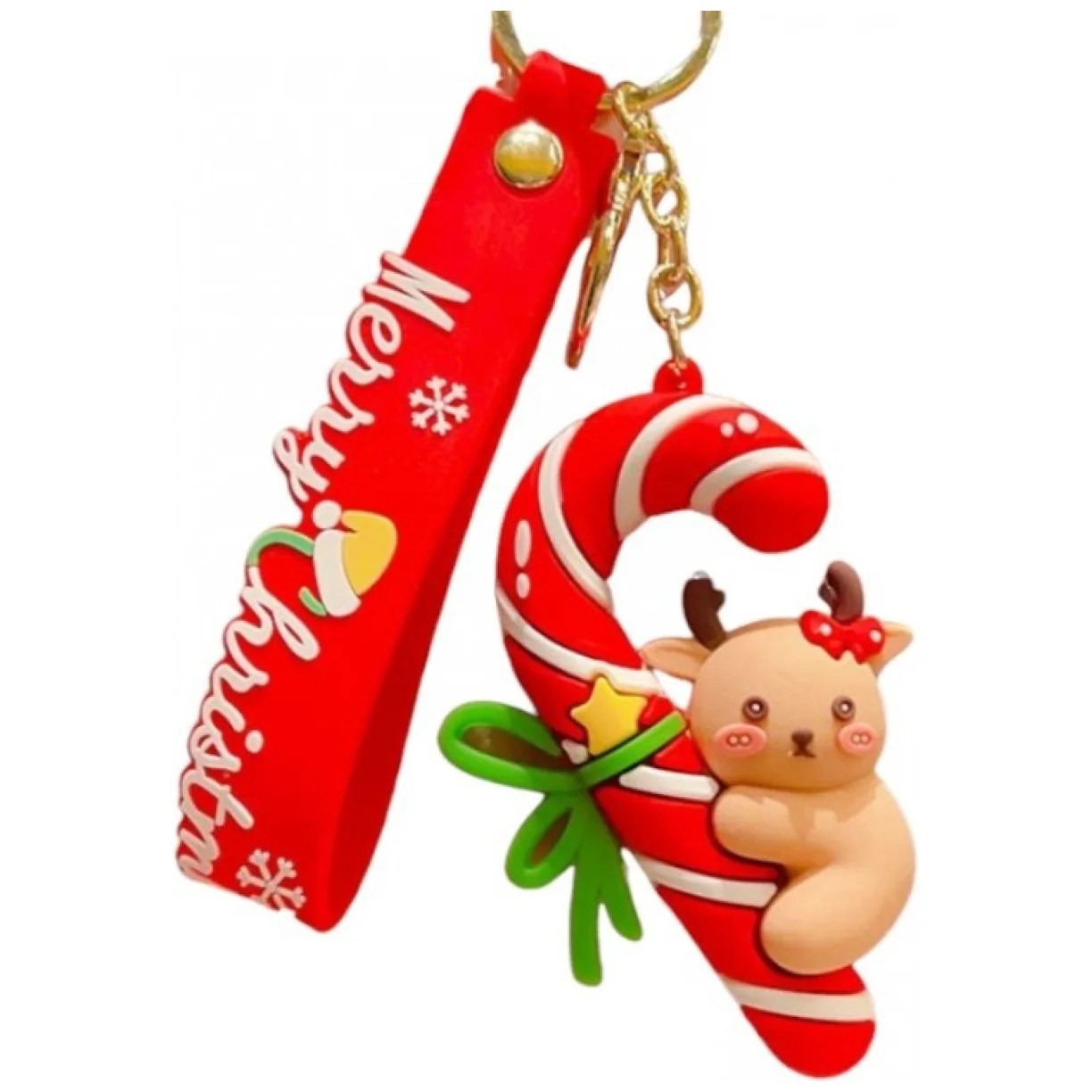 Brelok do kluczy świąteczny Lizak z kokardką i reniferem, CHRISTMAS