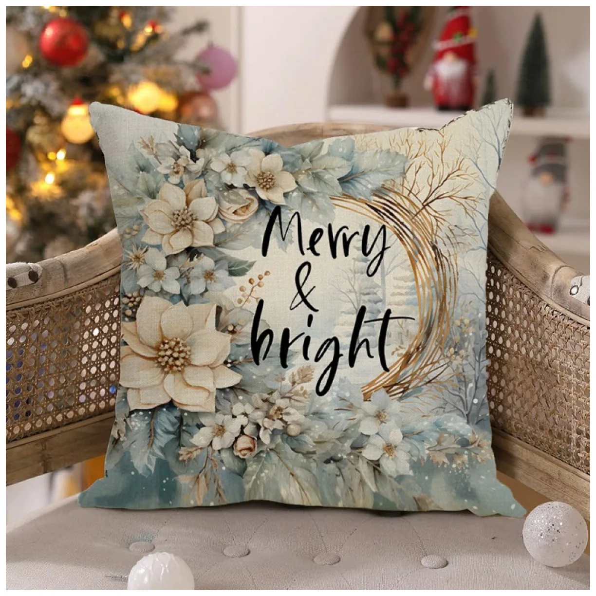 Poszewka na poduszkę 45 x 45 cm motyw świąteczny BOHO - obrazek 2