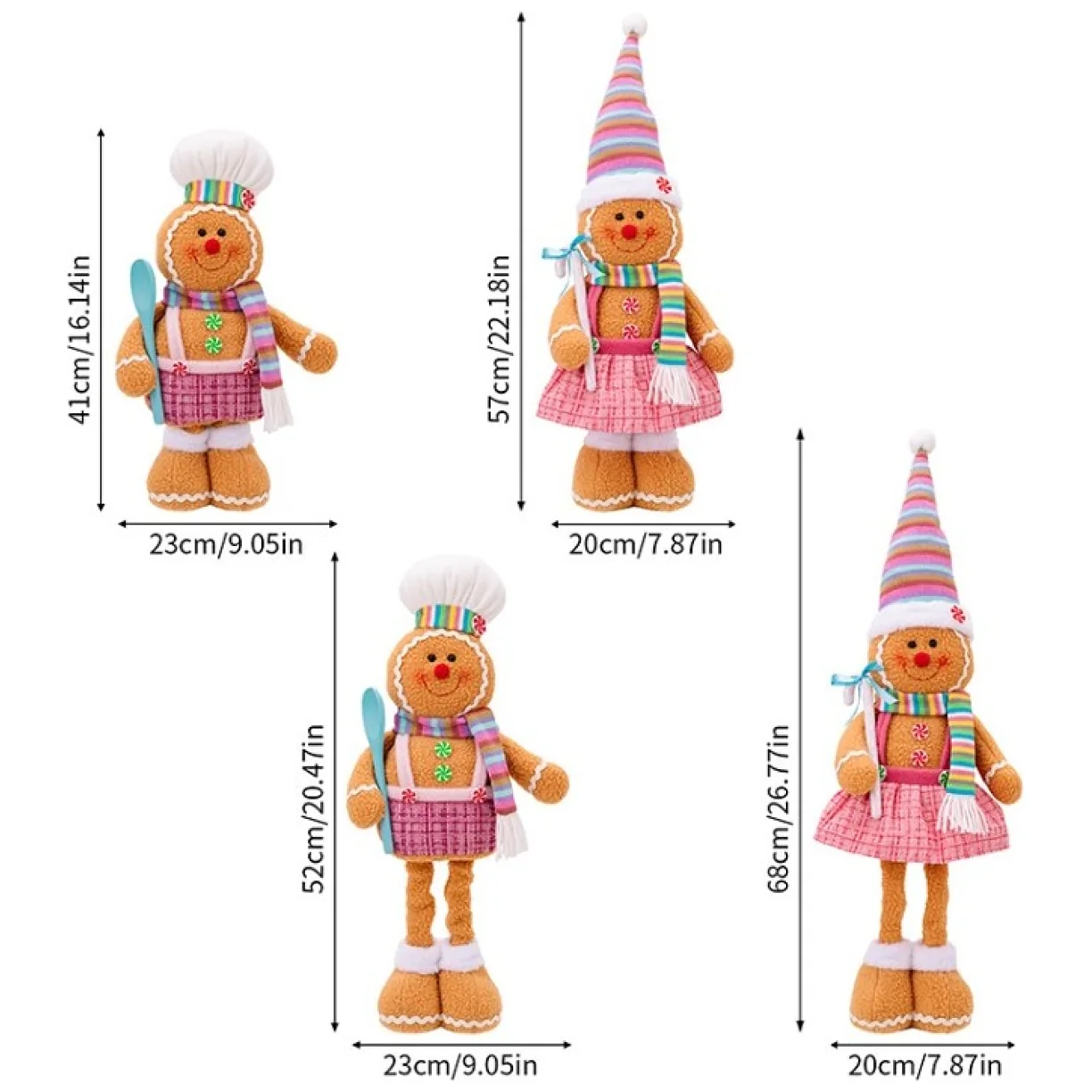 Figurka Pani Pierniczek teleskopowe nogi BOŻE NARODZENIE 52cm Z PLUSZU - obrazek 6