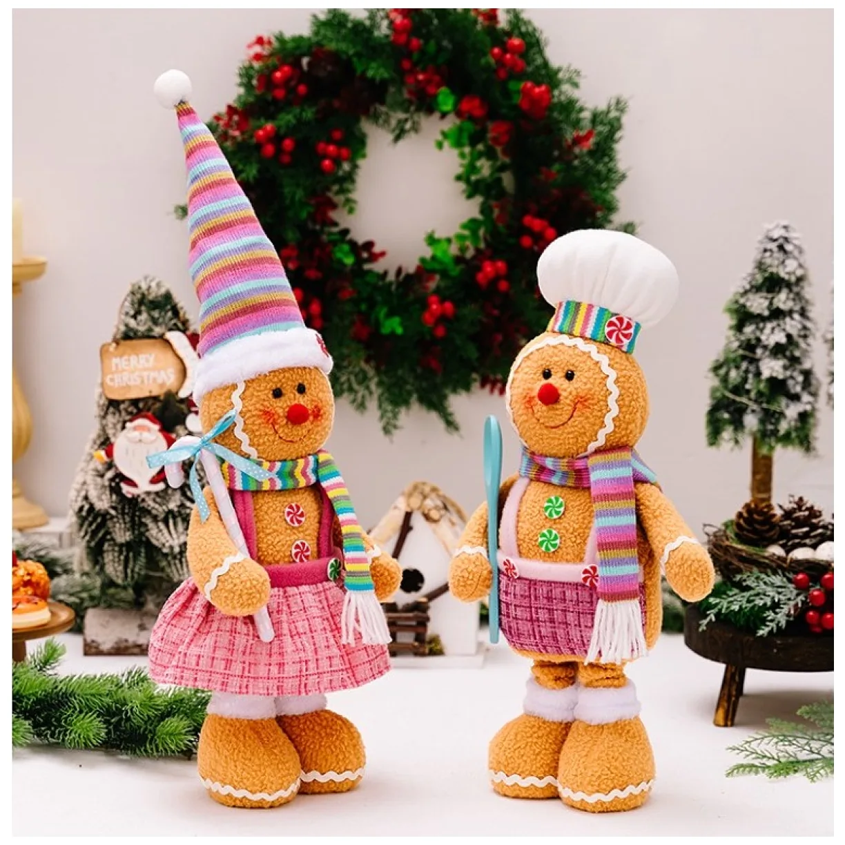 Figurka Pan Pierniczek teleskopowe nogi BOŻE NARODZENIE 52cm Z PLUSZU - obrazek 6