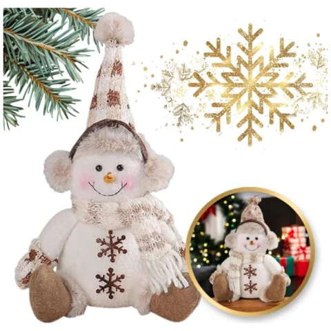Bałwan świąteczny, BOŻE NARODZENIE 28 cm Z PLUSZU
