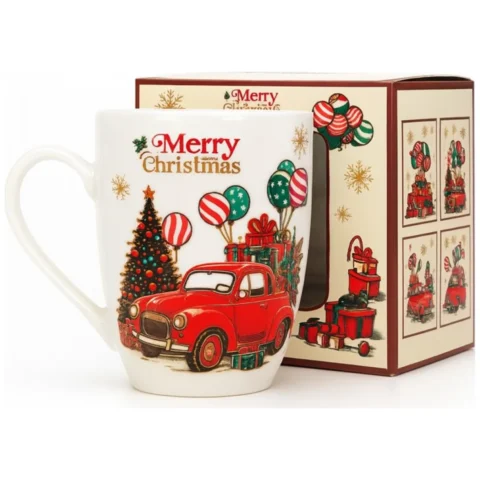 Kubek świąteczny ceramiczny w ozdobnym pudełku na prezent 350 ml