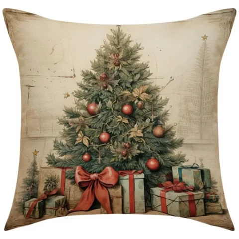 Poszewka na poduszkę 45 x 45 cm motyw świąteczny choinka BOHO