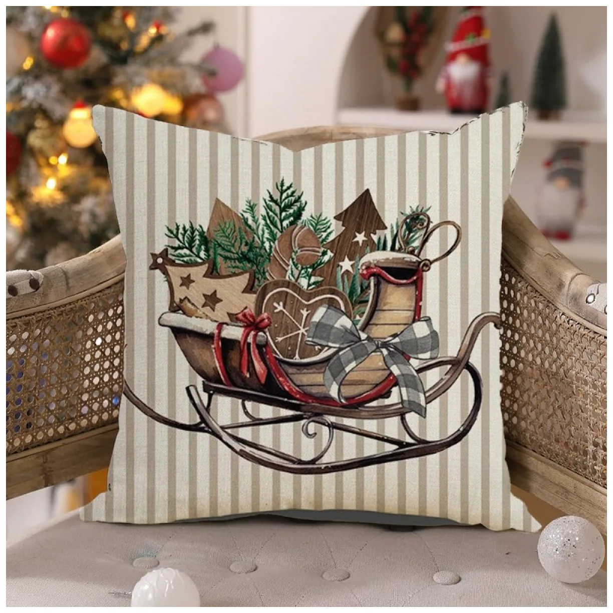 Poszewka na poduszkę 45 x 45 cm motyw świąteczny BOHO - obrazek 3
